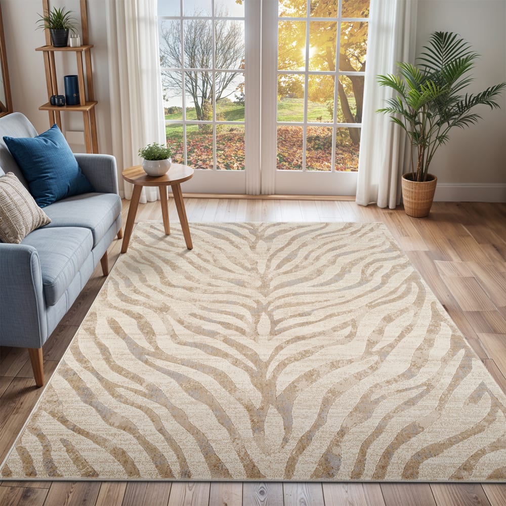 Tapis zébré bohème gris/beige 120x170 — vue 3