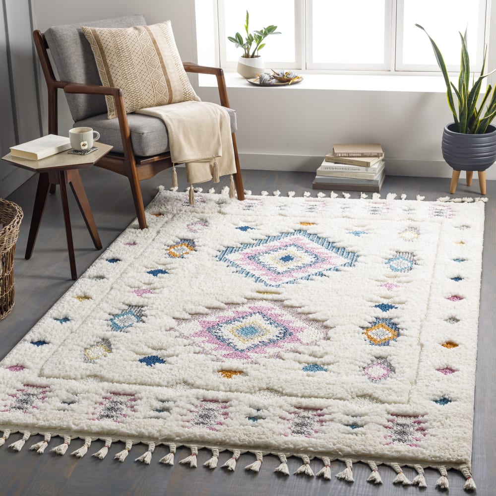 Alfombra shaggy bohemia multicolor/blanco 160x213