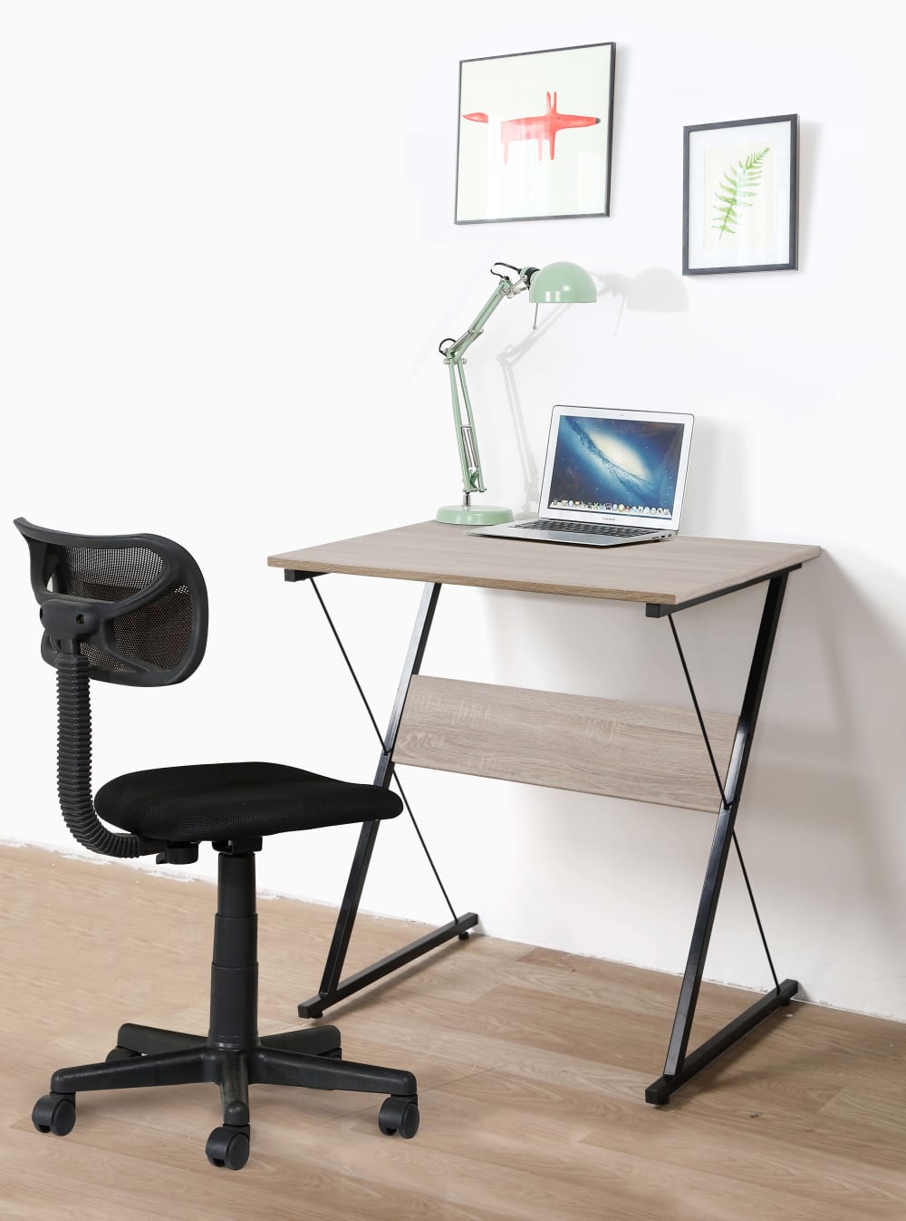 Escritorio en acero y madera beige