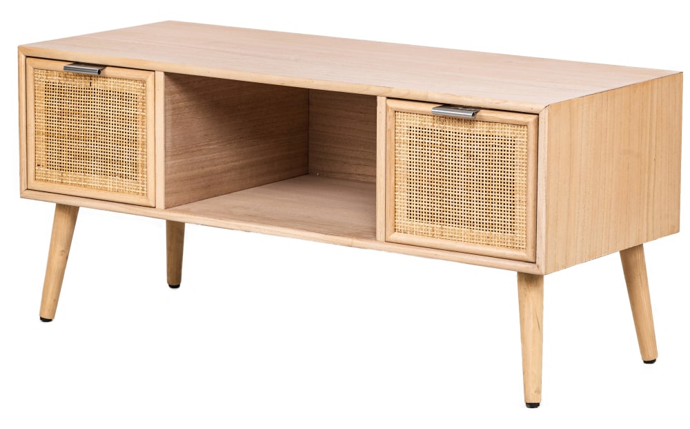 Mobile tv 2 cassetti in legno e rattan - Nordlys