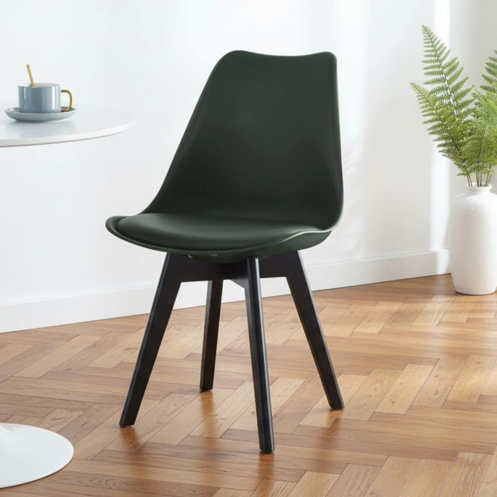 Nordlys Esszimmerstühle (4er Set) aus Holz und Polypropylen Schwarz style modern Schwarz Harz