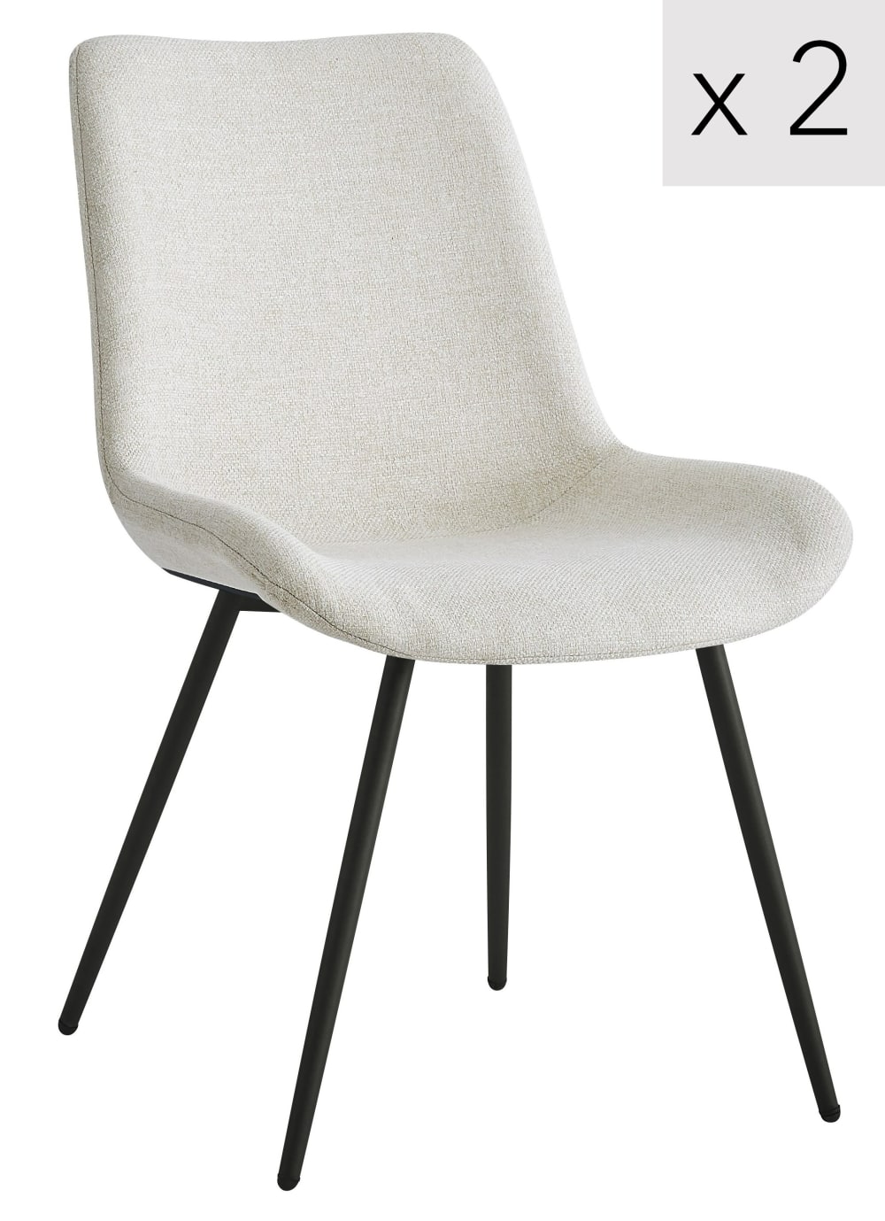 Polsterstühle (2er Set) aus Metall und Stoff Beige - Maisons Du