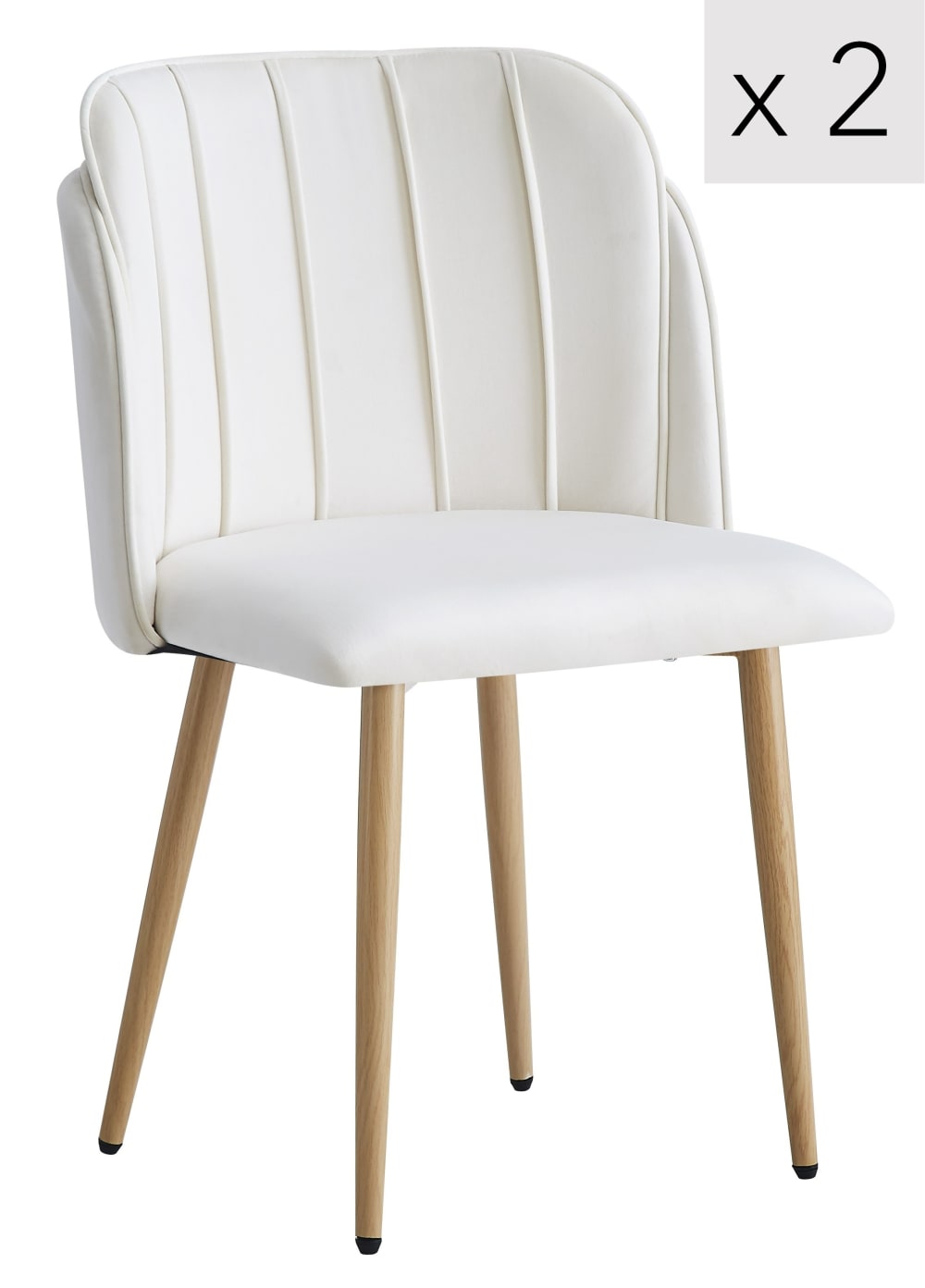 Set 2 sedie scandinave in acciaio e velluto beige - Nordlys