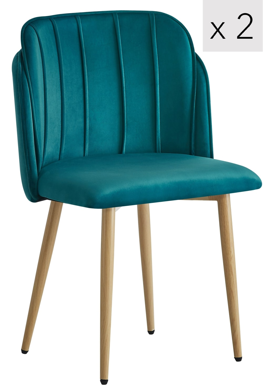 Set 2 sillas escandinavas con patas de acero azul - Maisons du Monde