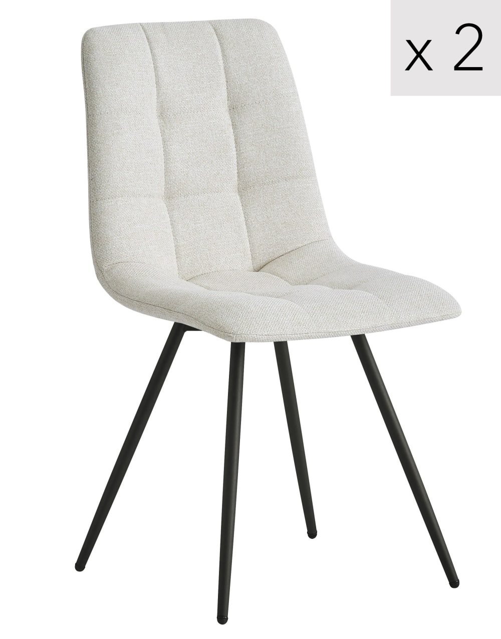 Polsterstühle (2er Set) aus Metall und Stoff Beige - Maisons Du