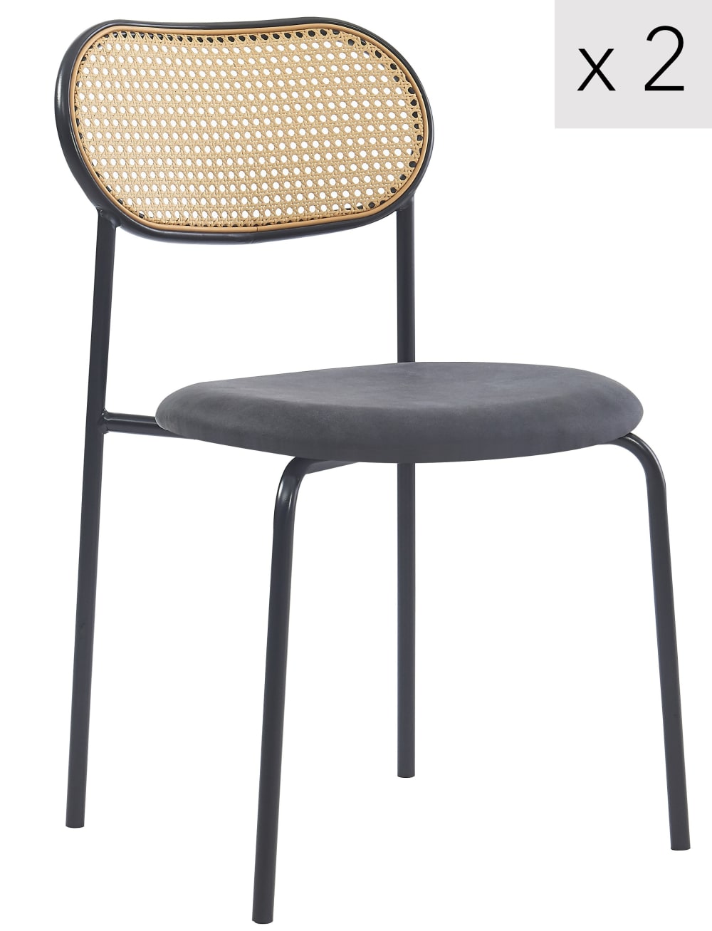 Set 2 sillas en acero y ratán negro - Maisons du Monde