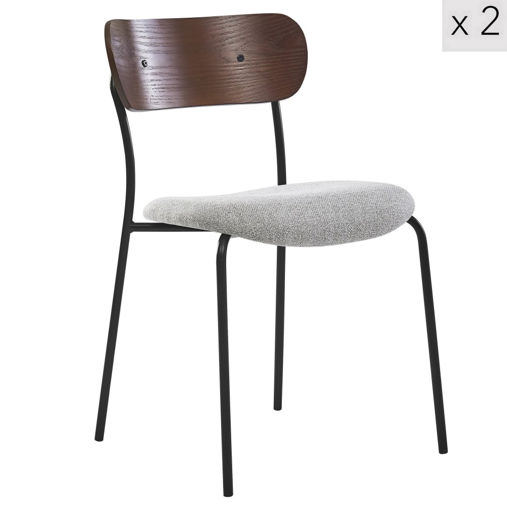 lot 2 chaises salle - tissu gris