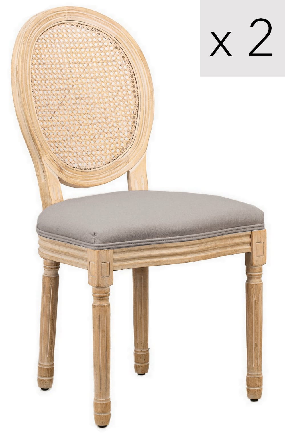 lot 2 chaises salle - tissu gris