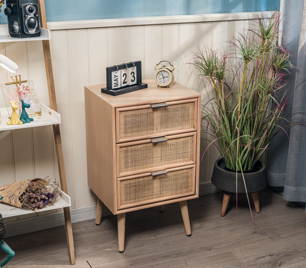 Chiffonnier 3 tiroirs en bois et rotin naturel - Maisons du Monde