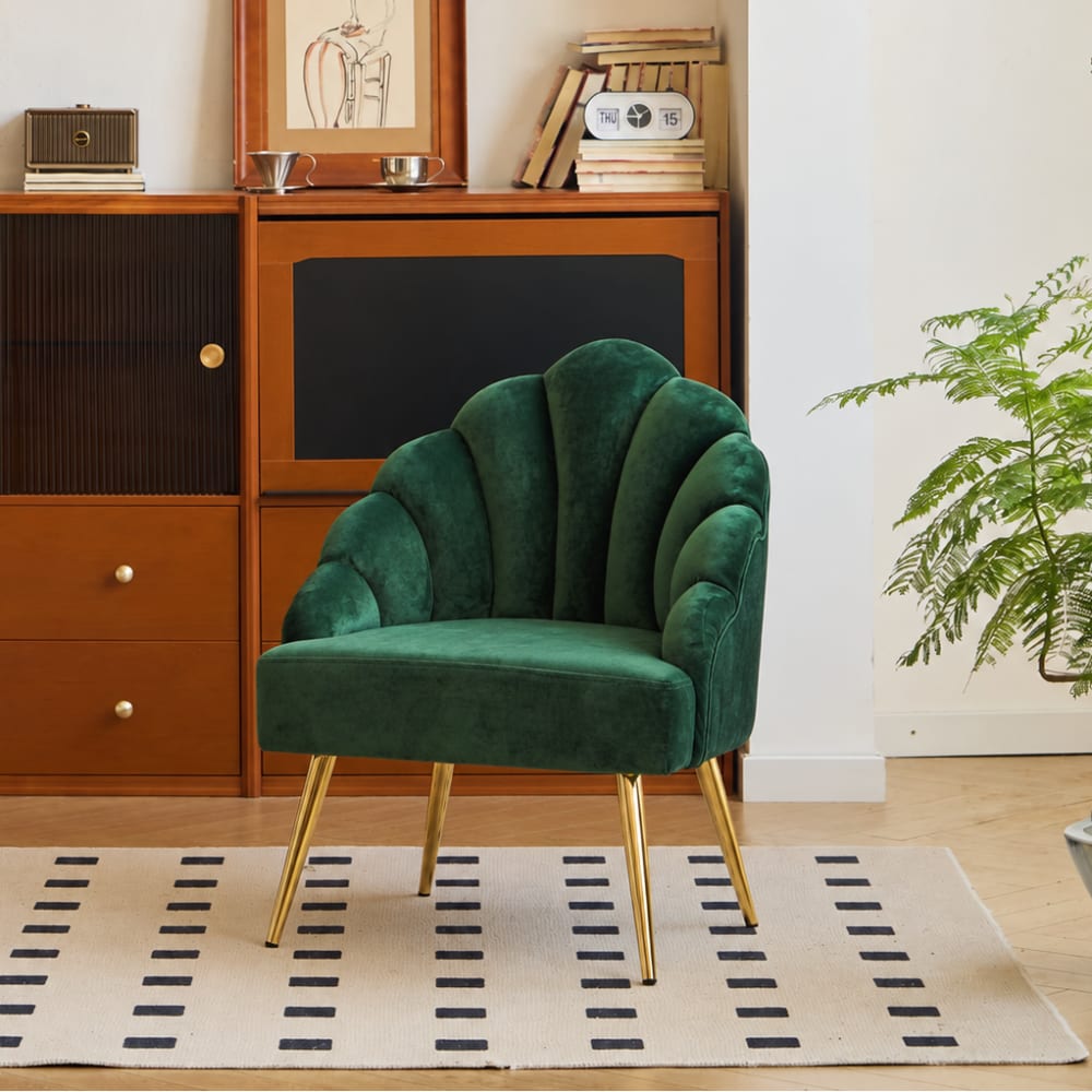 Poltrona stile retro in velutto verdo - Modello Vintage - Verde - Öko-Tex Zertifikat - Velluto