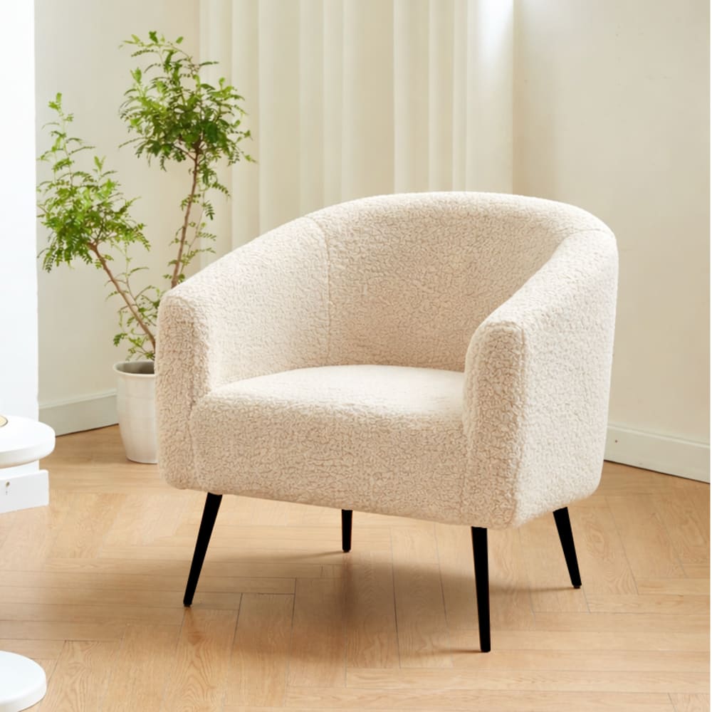 Sillón escandinavo 1 plaza en lana con patas de acero blanco