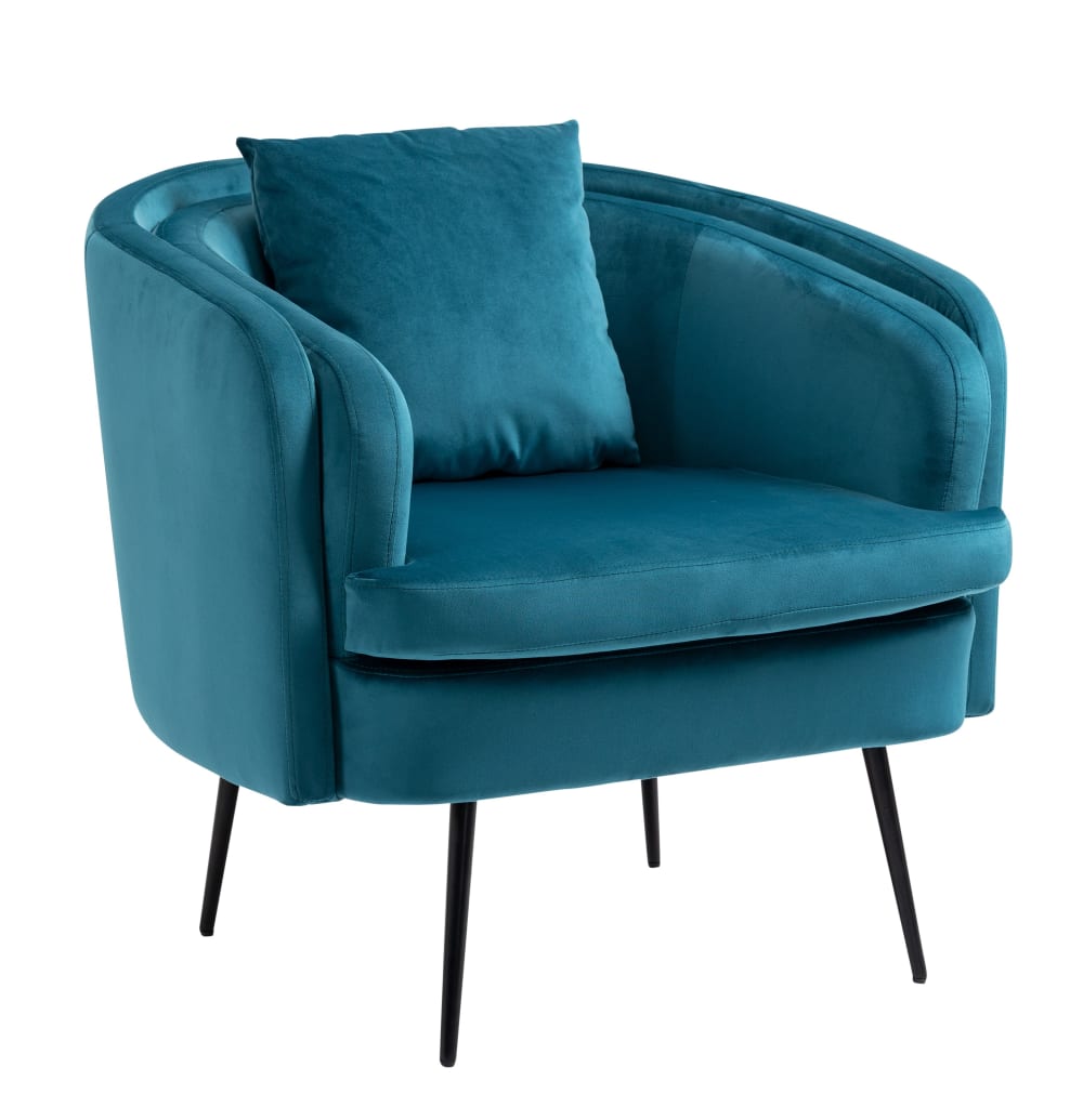 Polstersessel aus Metall und Samt Blau