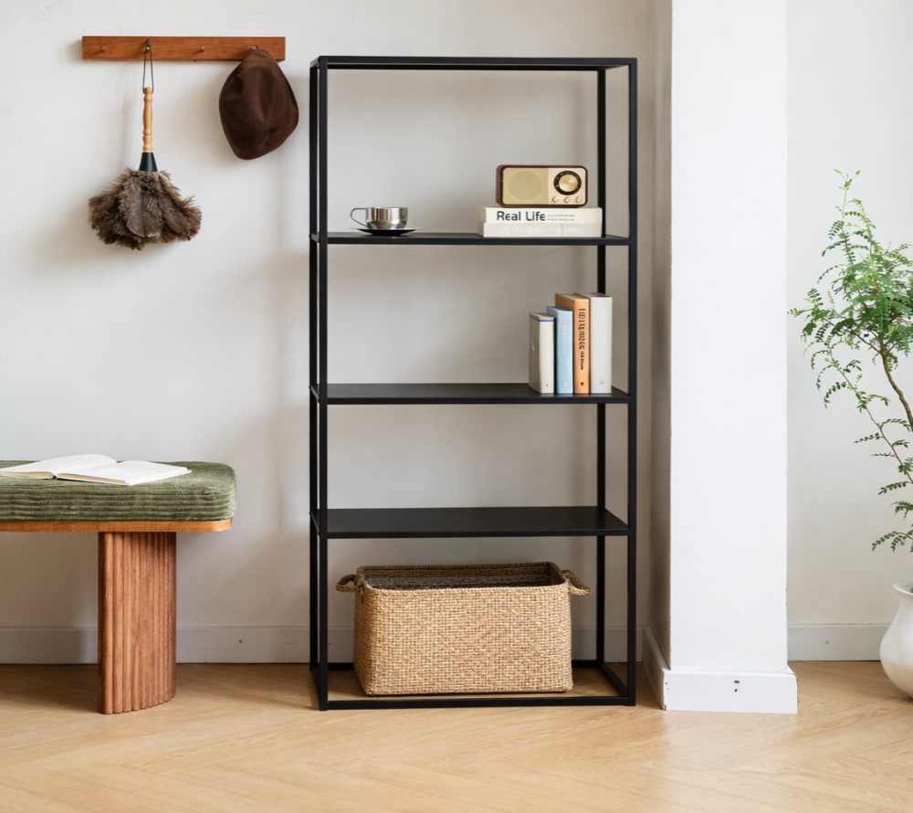 Nordlys Bücherregal aus Metall Schwarz style industrial Schwarz Metall