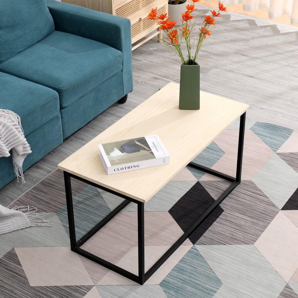 Nordlys Couchtisch aus Metall und Holz Schwarz style modern Schwarz Metall