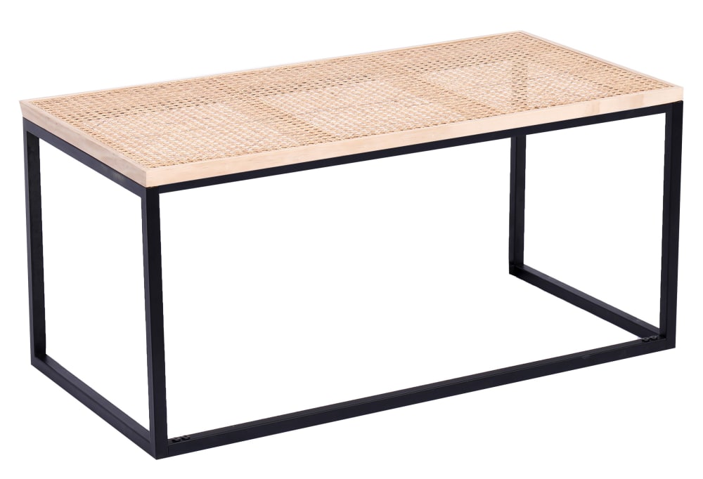 Couchtisch aus Metall und Rattan Schwarz - Maisons Du Monde