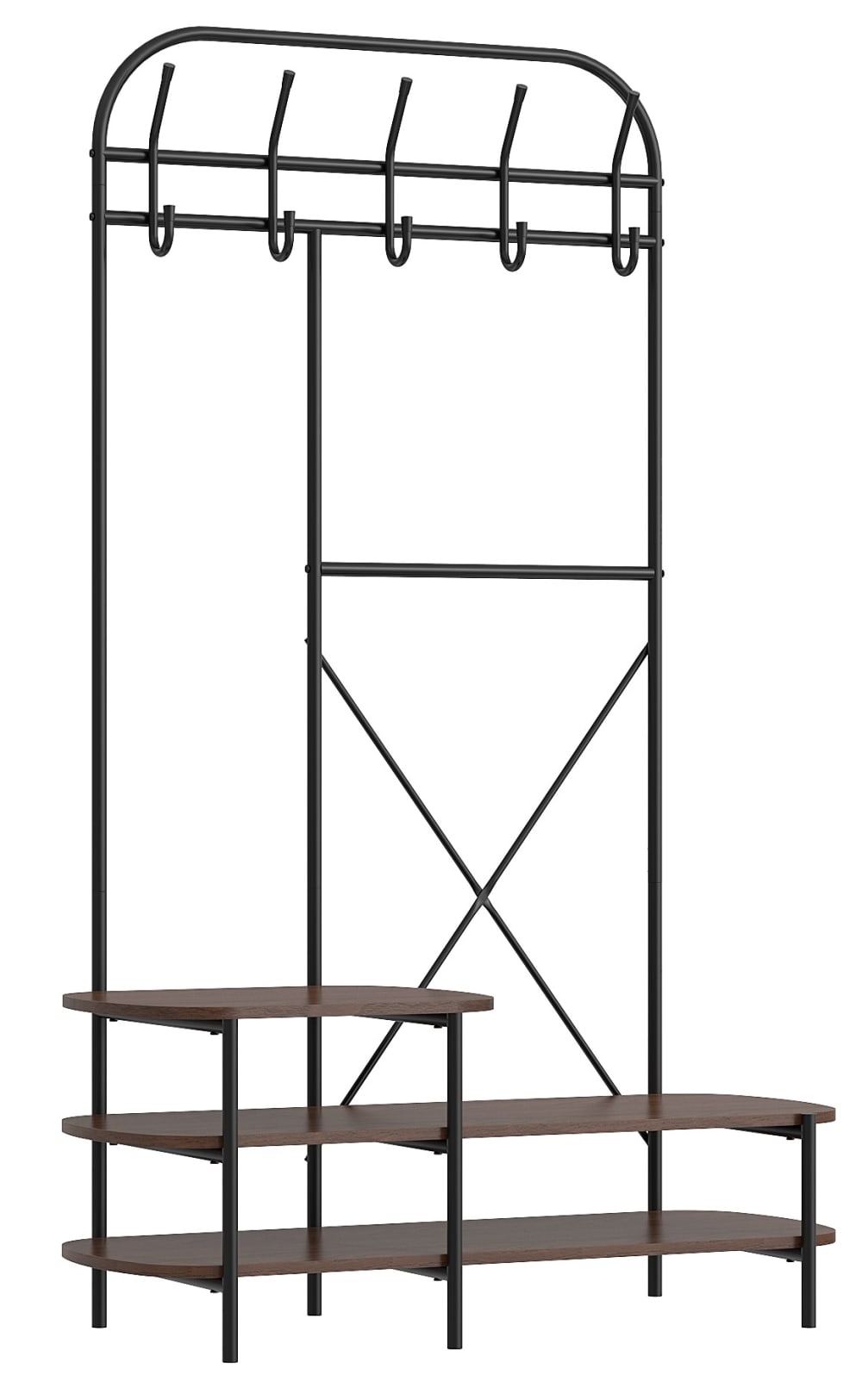 Industrielle Flurgarderobe aus Metall und Holz Braun - Maisons Du