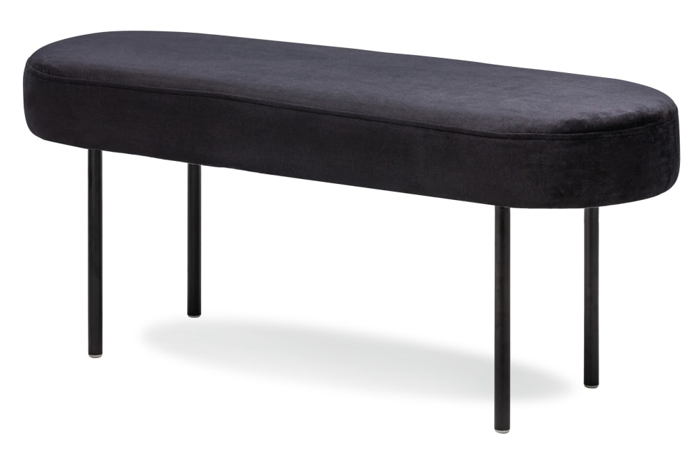 Panca stile scandinave in acciaio e velluto nero - Nordlys
