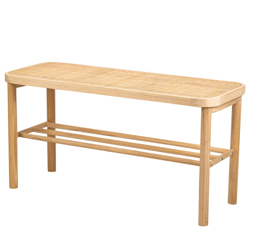Banc avec rangement en pin massif et rotin - Maisons du Monde