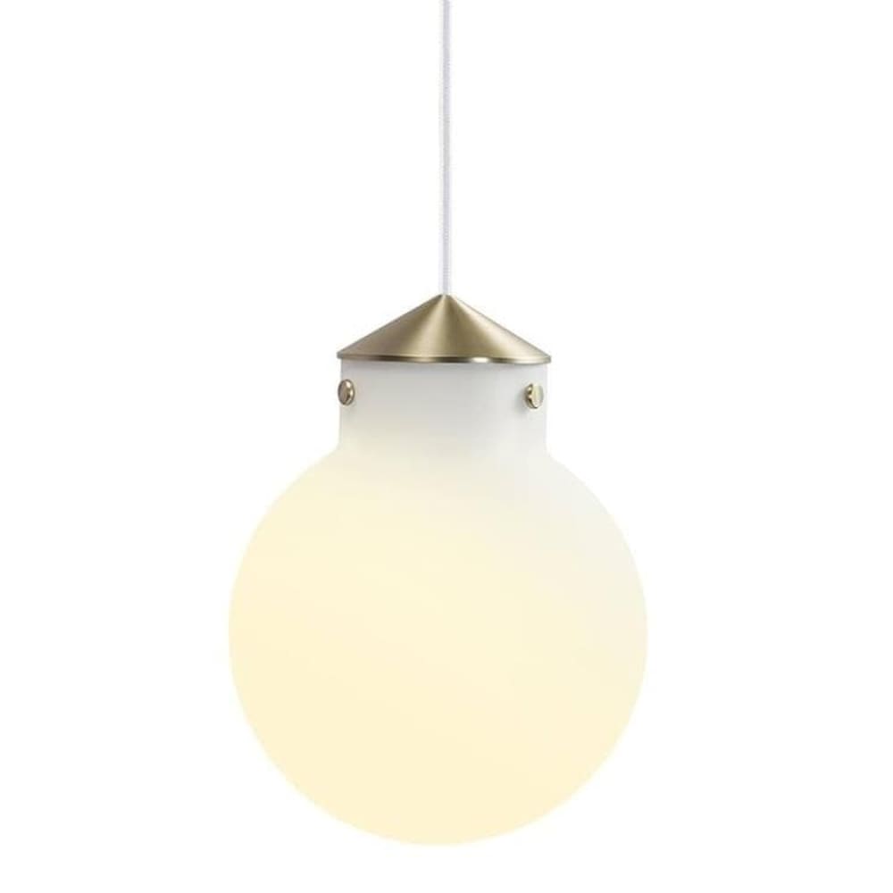 Lampada a sospensione elegante dorata con sfera bianco Ø22,5cm - Modello Contemporaneo - Bianco - Metallo