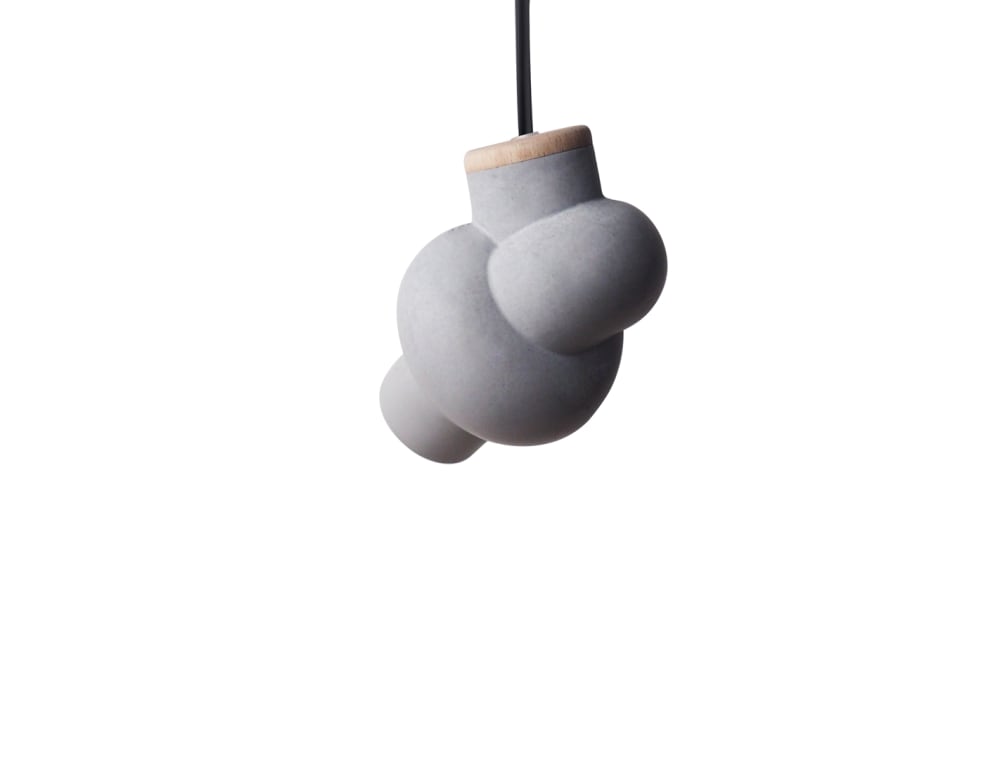 Lampada a sospensione in cemento e legno cavo nero - Gone's