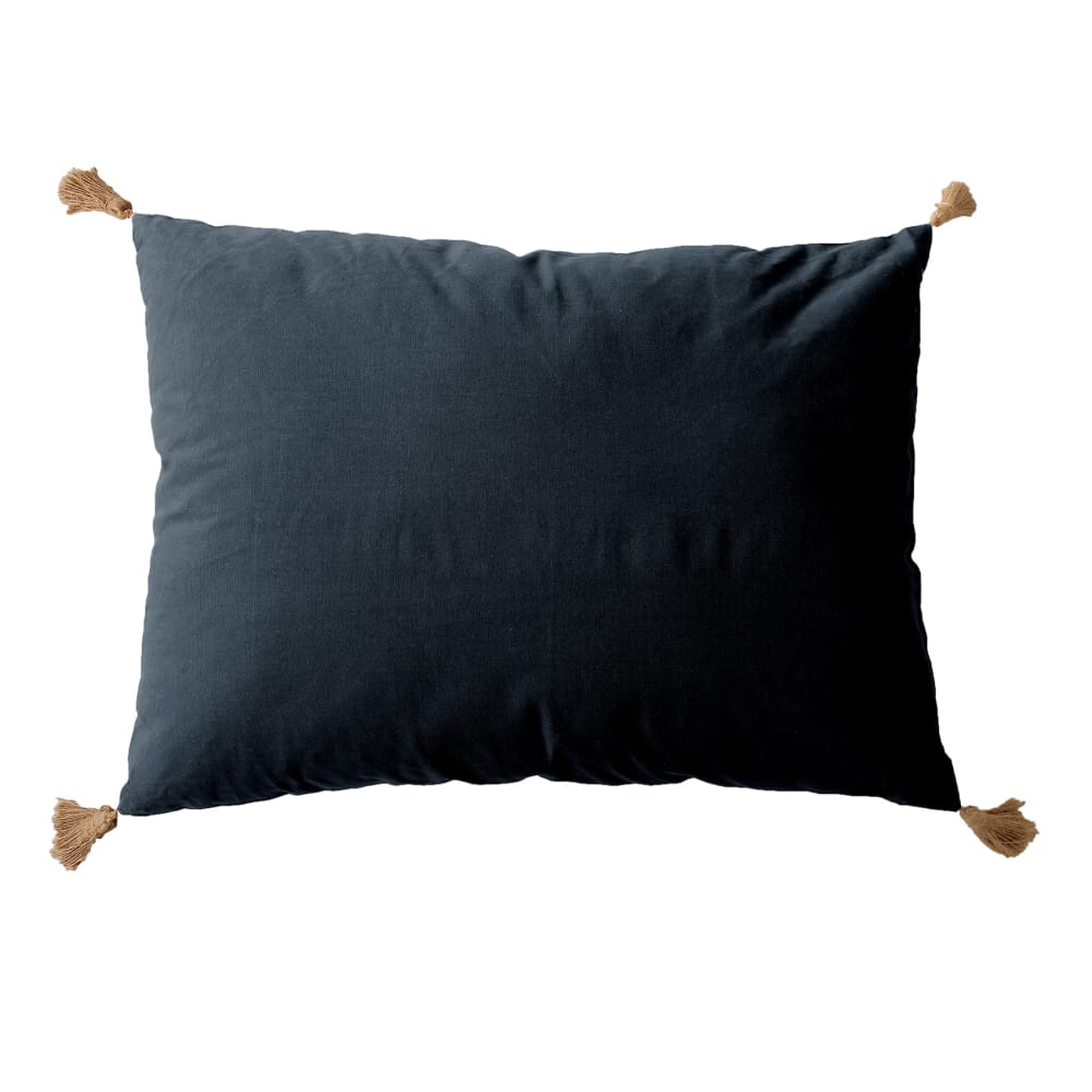 Coussin avec pompons en jute jute/coton gris foncé 50x70 cm