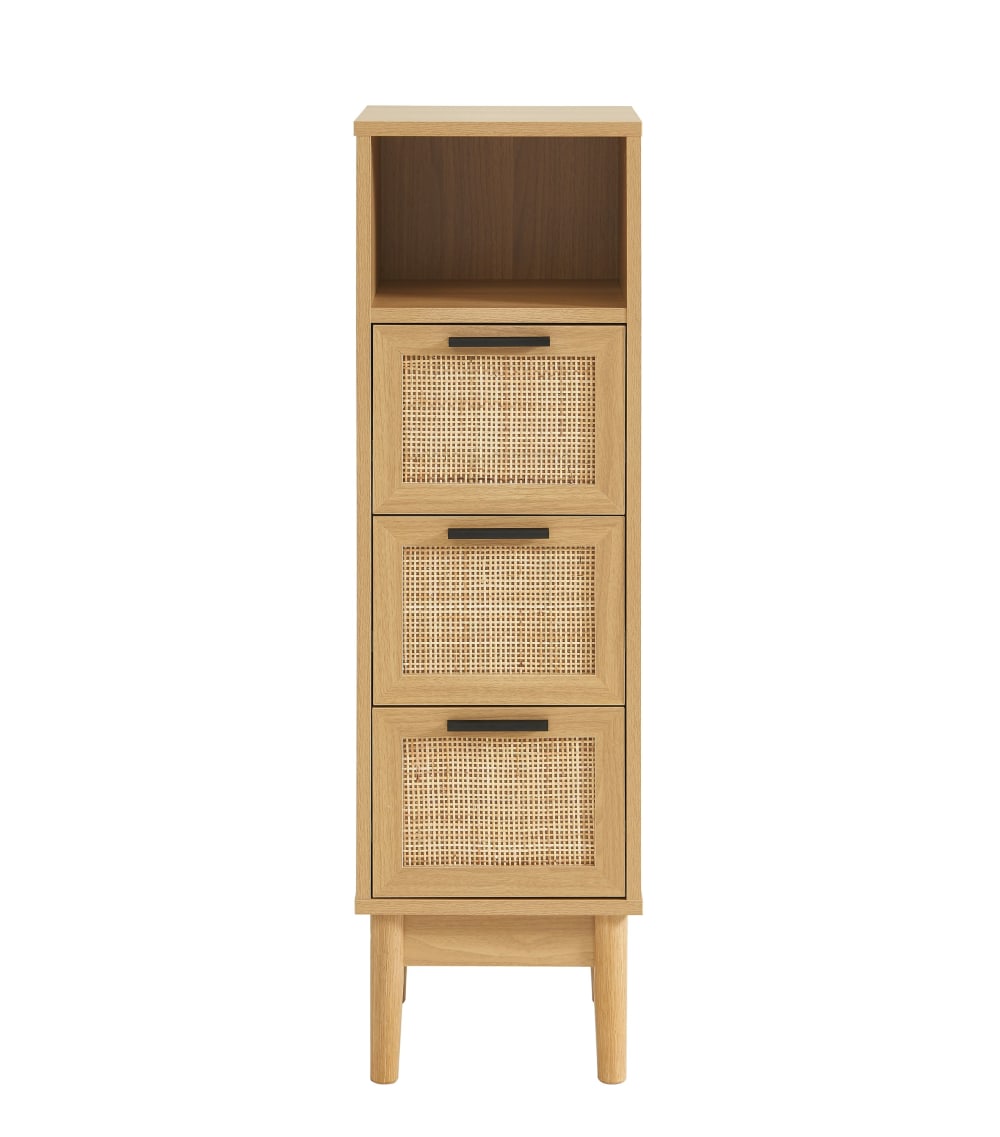 Demi colonne effet chêne et cannage rotin l30cm — Beyit