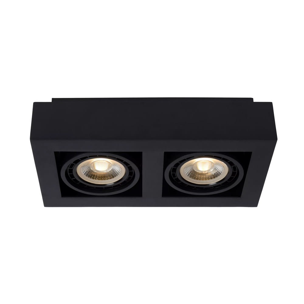 Lucide Plafonnier noir simple rectangulaire à 2 lumières orientables style contemporain - Aluminium