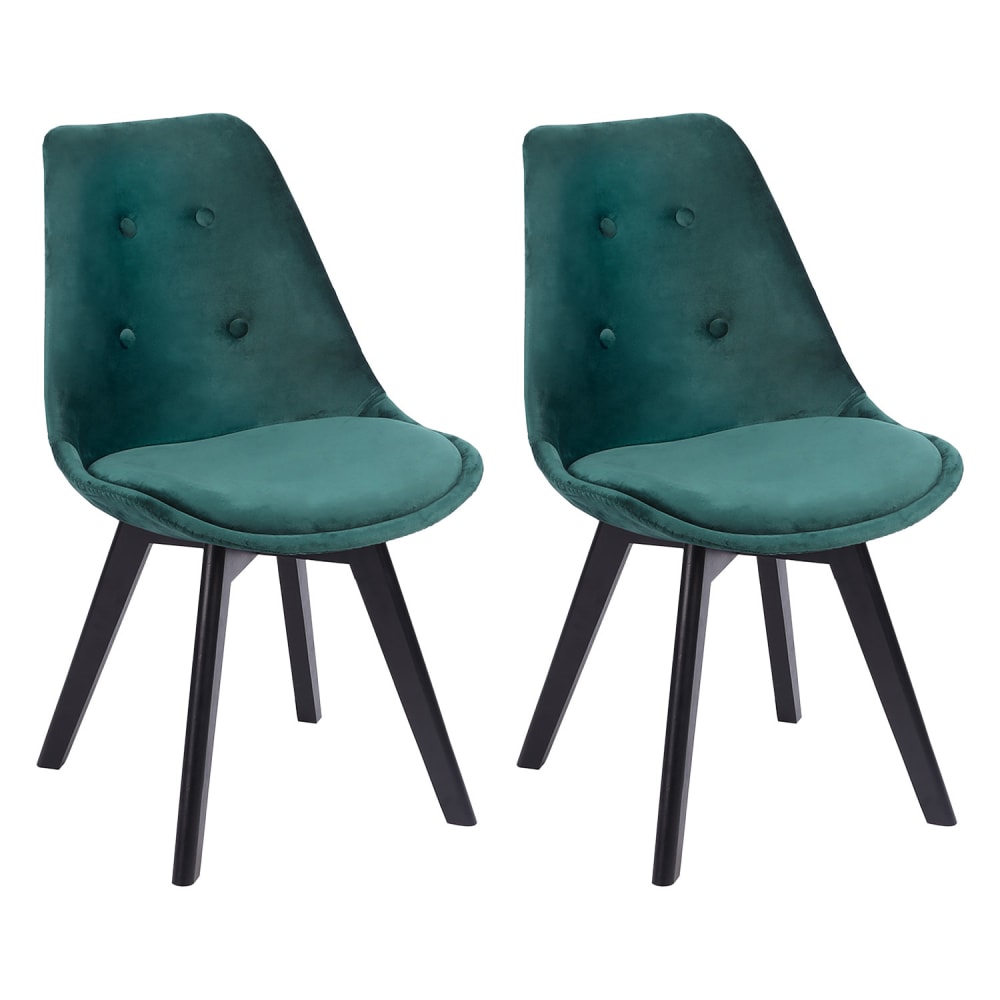 Lot de 2 chaises en velours vert et bois de hêtre noir