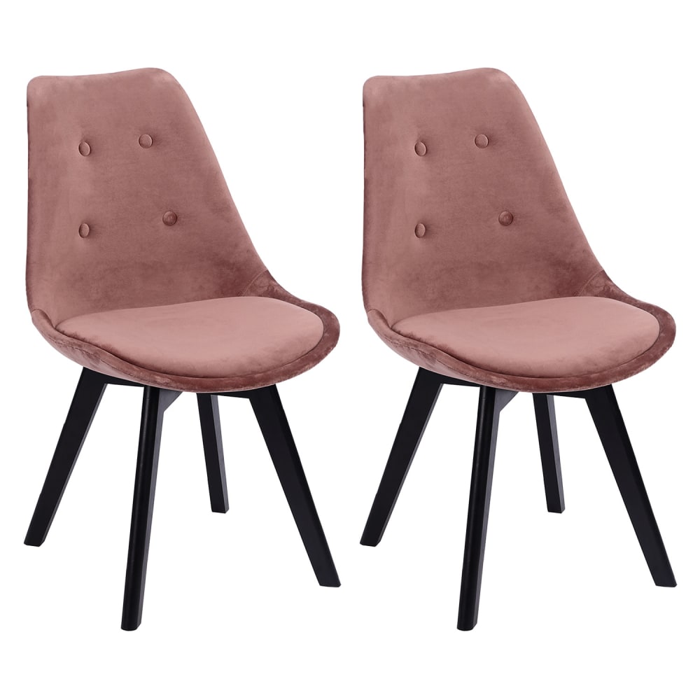 2er Set Stühle aus rosa Samt und schwarzem Buchenholz - Maisons