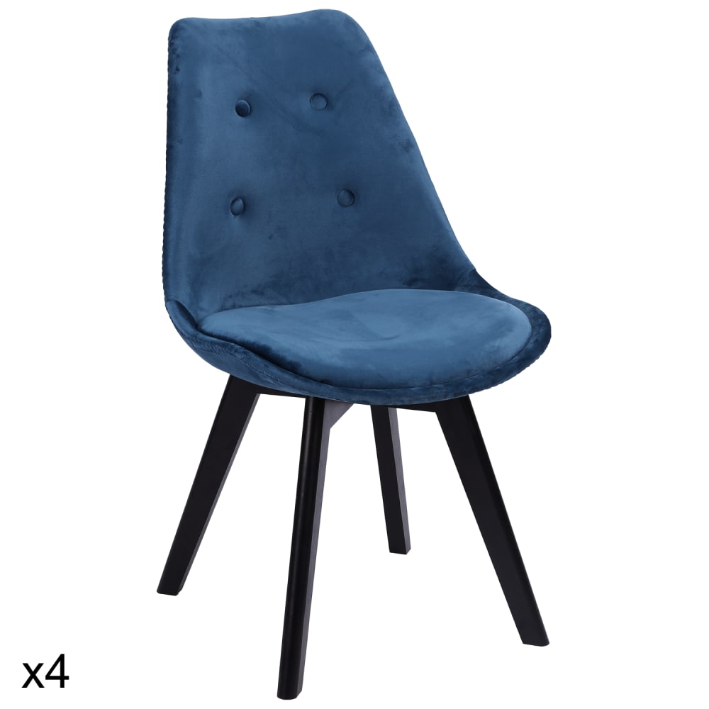 Lot de 4 chaises en velours