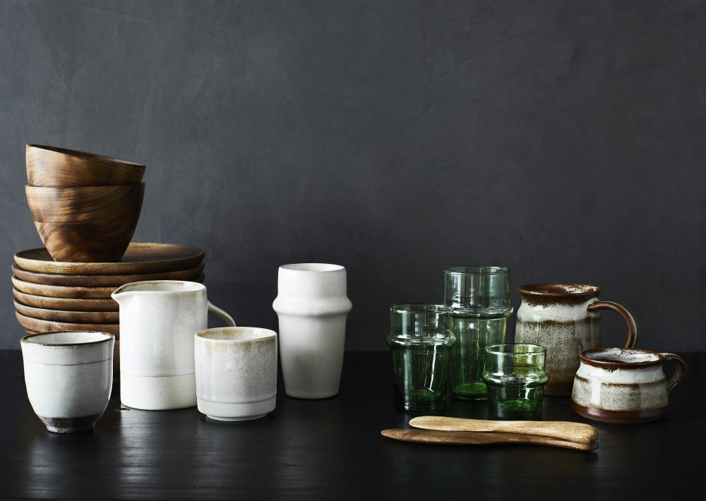 Pequeño vaso de agua de cristal verde - Maisons du Monde