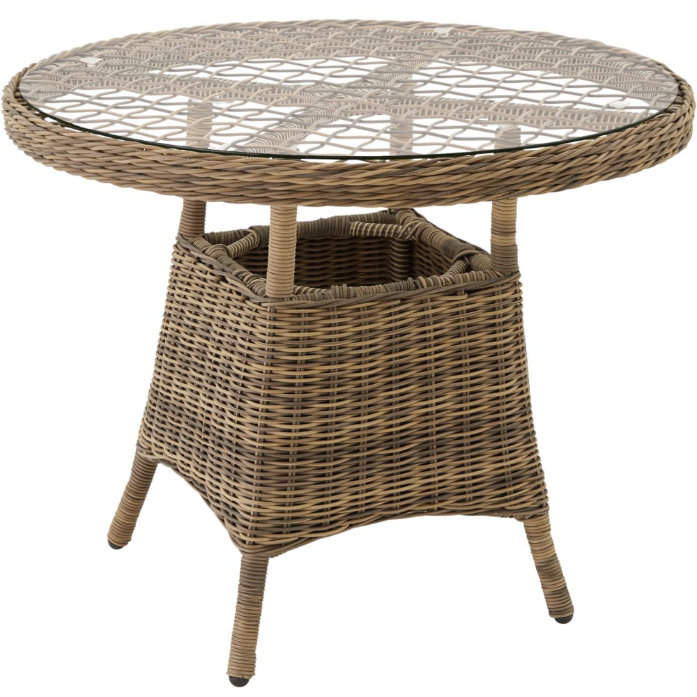Table de jardin en résine - verre