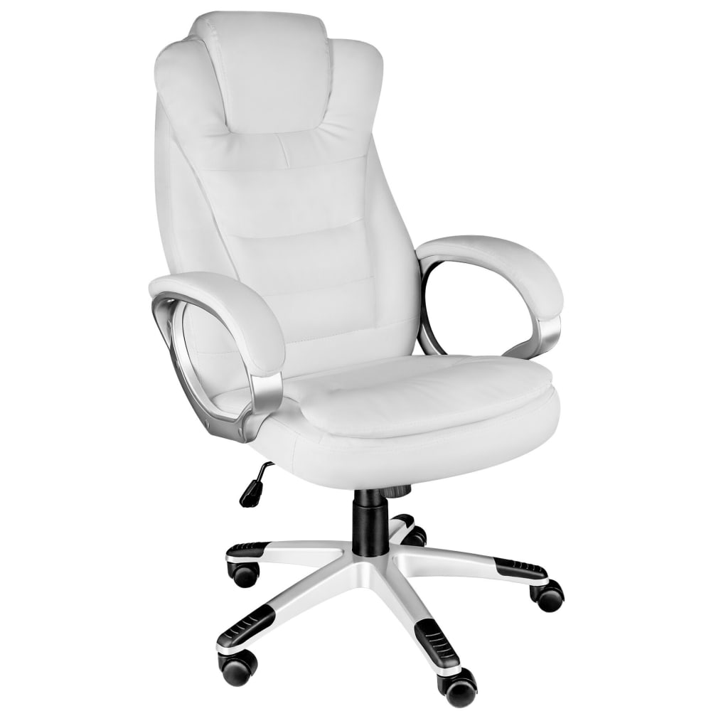 Fauteuil de bureau rotatif à 360° et réglable en synthétique blanc