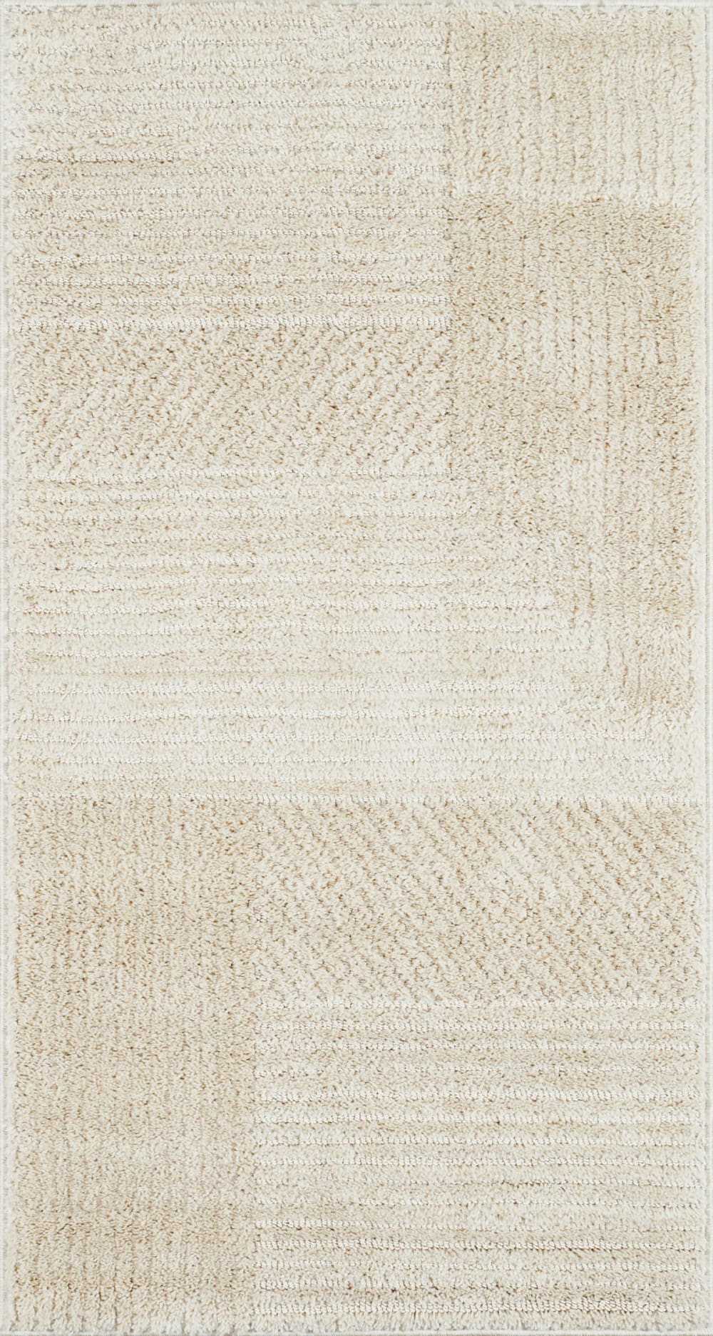 Nazar Cremefarbener Wohnzimmerteppich mit 3D-Muster - 80x150 cm style modern Weiß Pvc - Polyvinlychlorid
