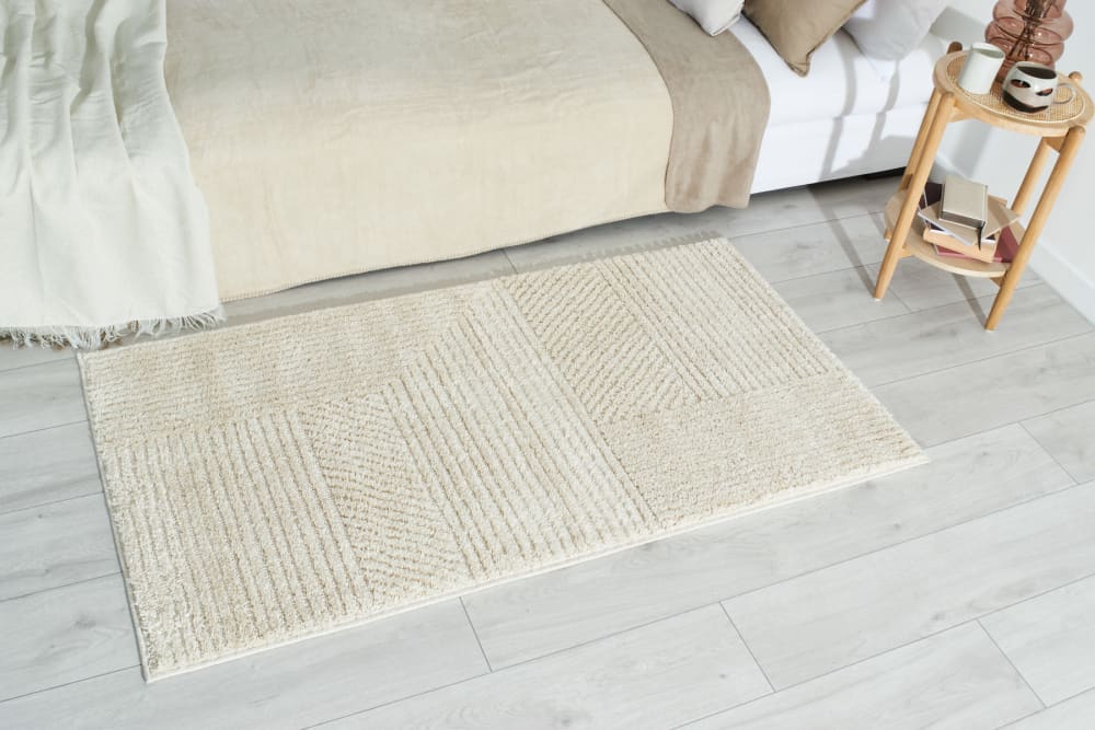 Tapis salon motif en 3d crème - 80x150 cm — vue 3