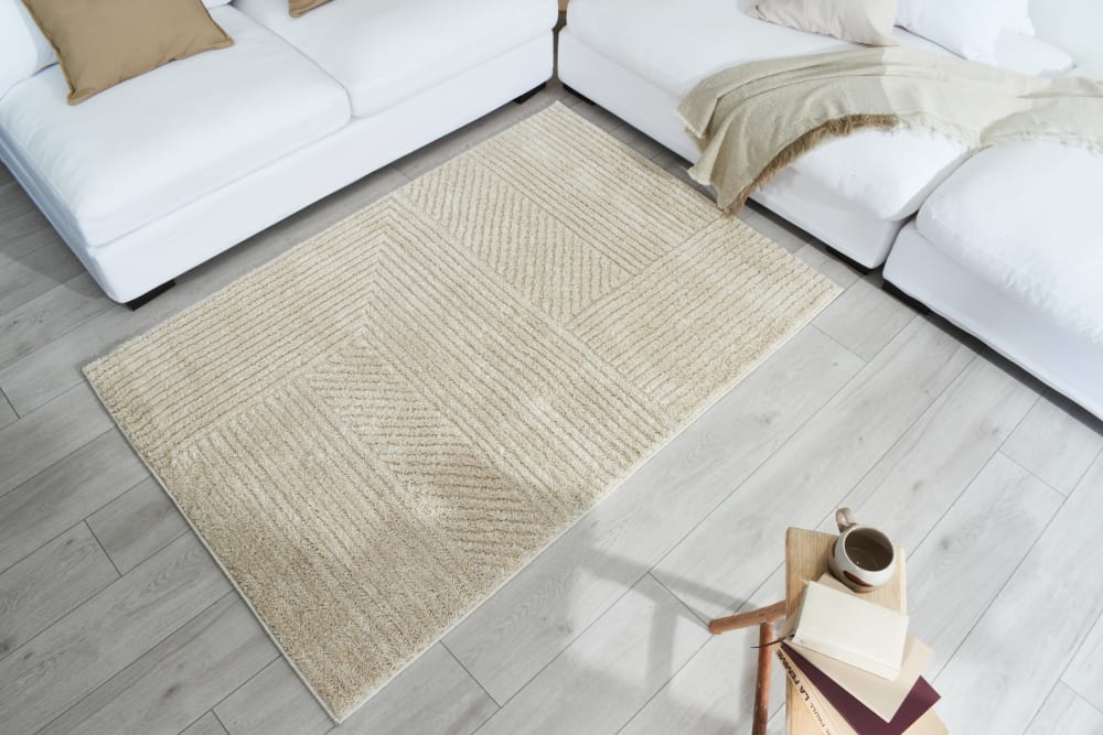 Tapis salon motif en 3d crème - 120x160 — vue 3