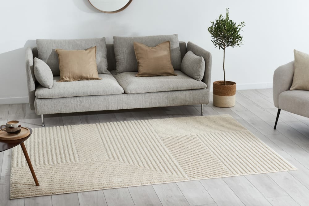 Tapis salon motif en 3d crème - 200x290 cm — vue 3