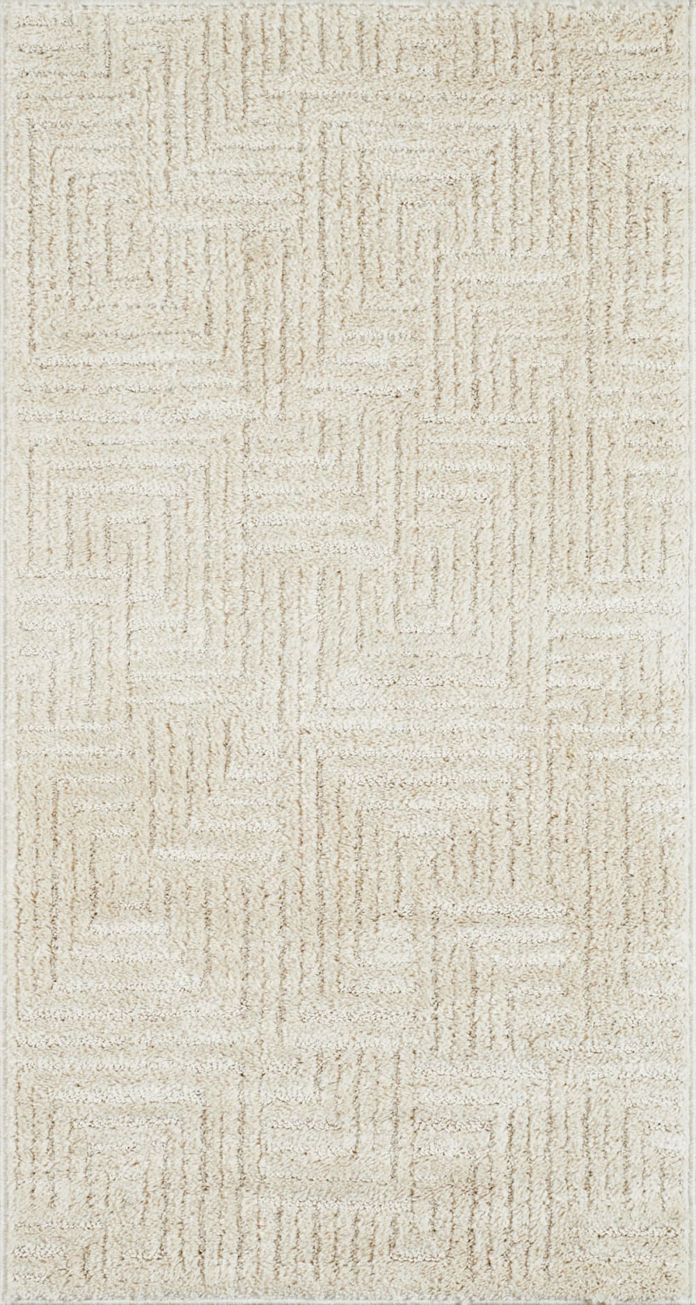 Nazar Cremefarbener Wohnzimmerteppich mit 3D-Labyrinthmuster - 80 x 150 cm style modern Weiß Pvc - Polyvinlychlorid