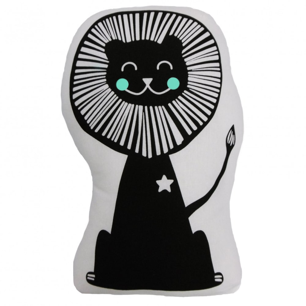 Coussin enfant imprimé lion coton 36x25cm