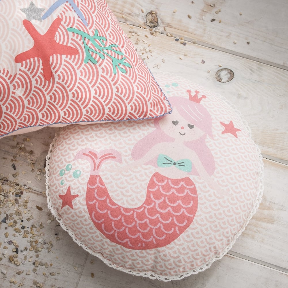 Coussin enfant imprimé sirène coton 30x30cm - Maisons du Monde