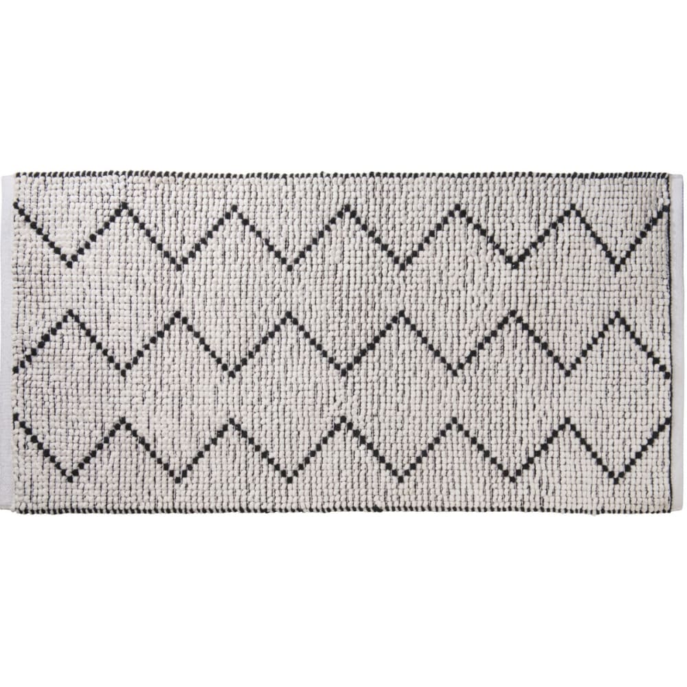 Tapis de bain zigzag en polycoton blanc 60x120cm
