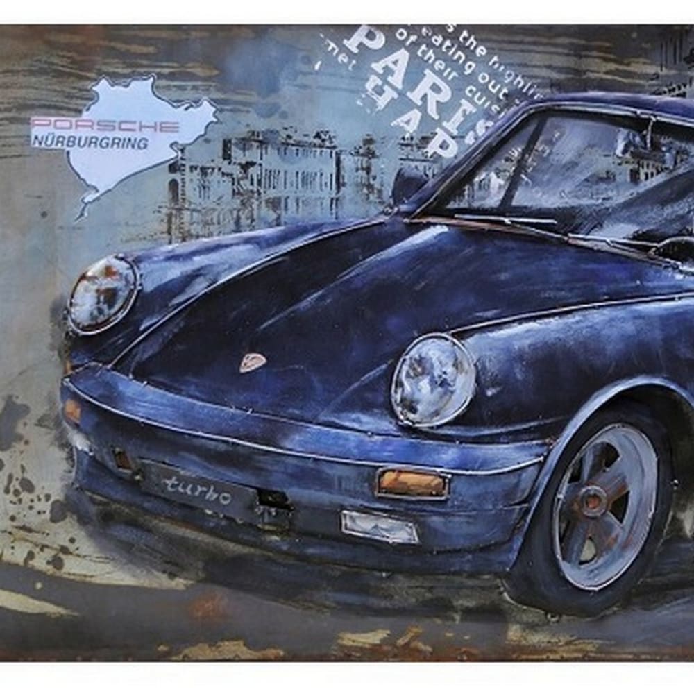 Tableau relief en métal porsche bleue 120x60 - Maisons du Monde