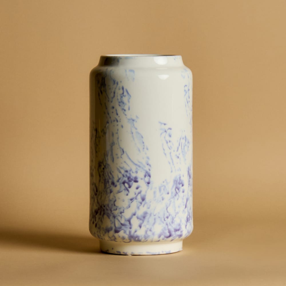 Vase décoratif en verre céramique blanc et violet h40