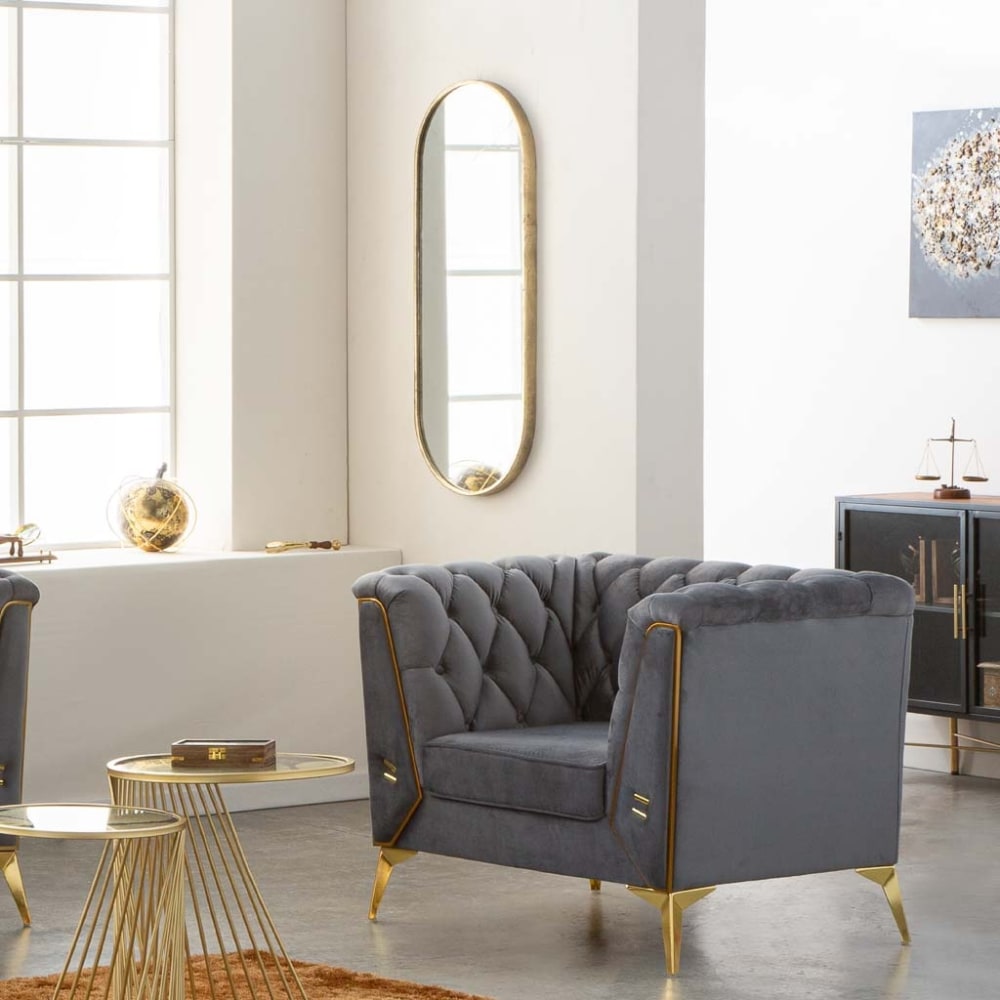 Sillón tapizado gris 104x72x75 - Maisons du Monde