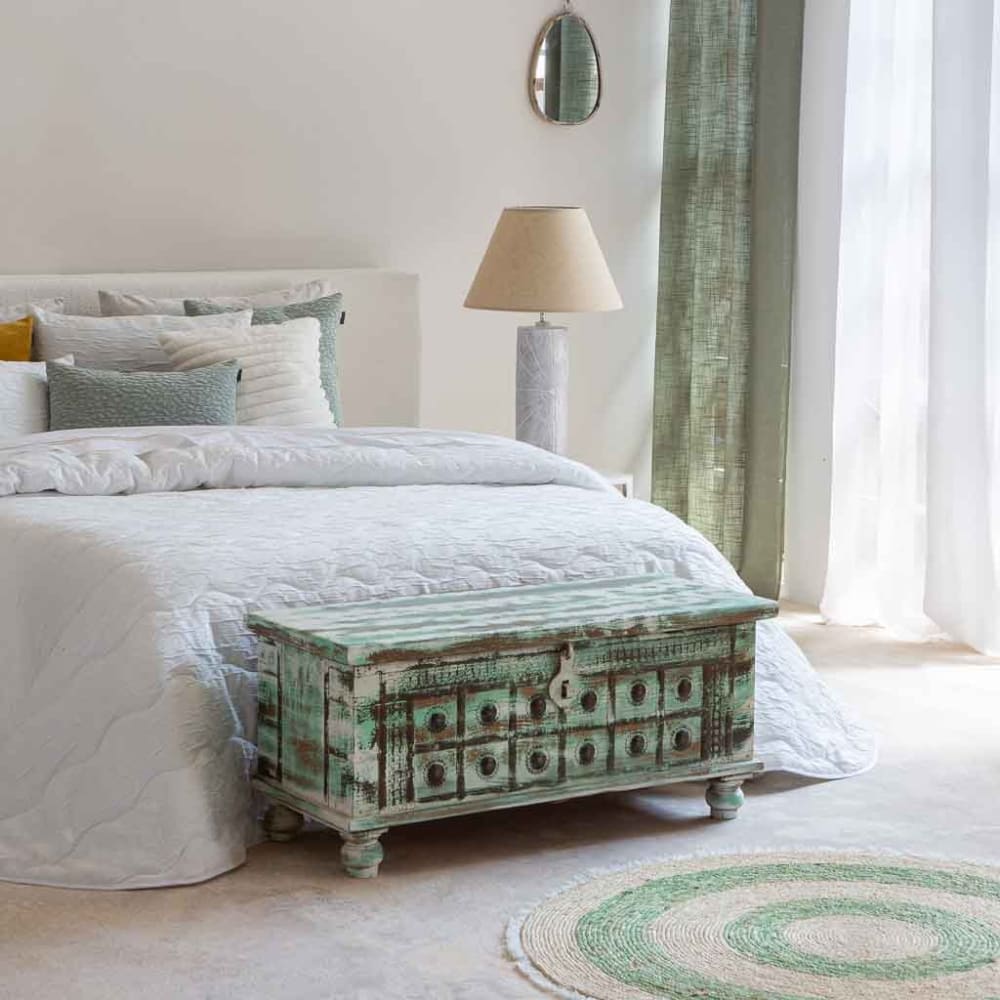 Alfombra de fibra natural de tejido artesanal verde claro d120x1h cm - Maisons du Monde