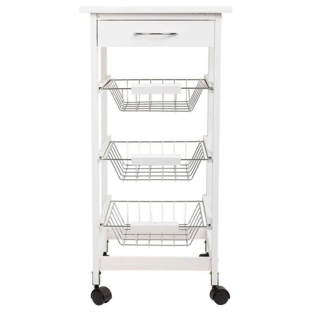Carro de cocina de madera de pino y dm blanco - Maisons du Monde