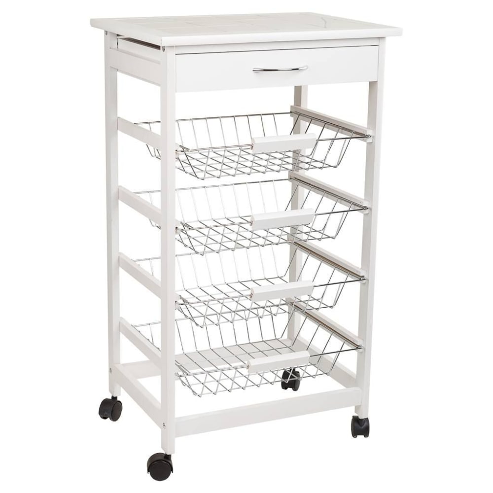 Carro de cocina de madera de pino y dm blanco