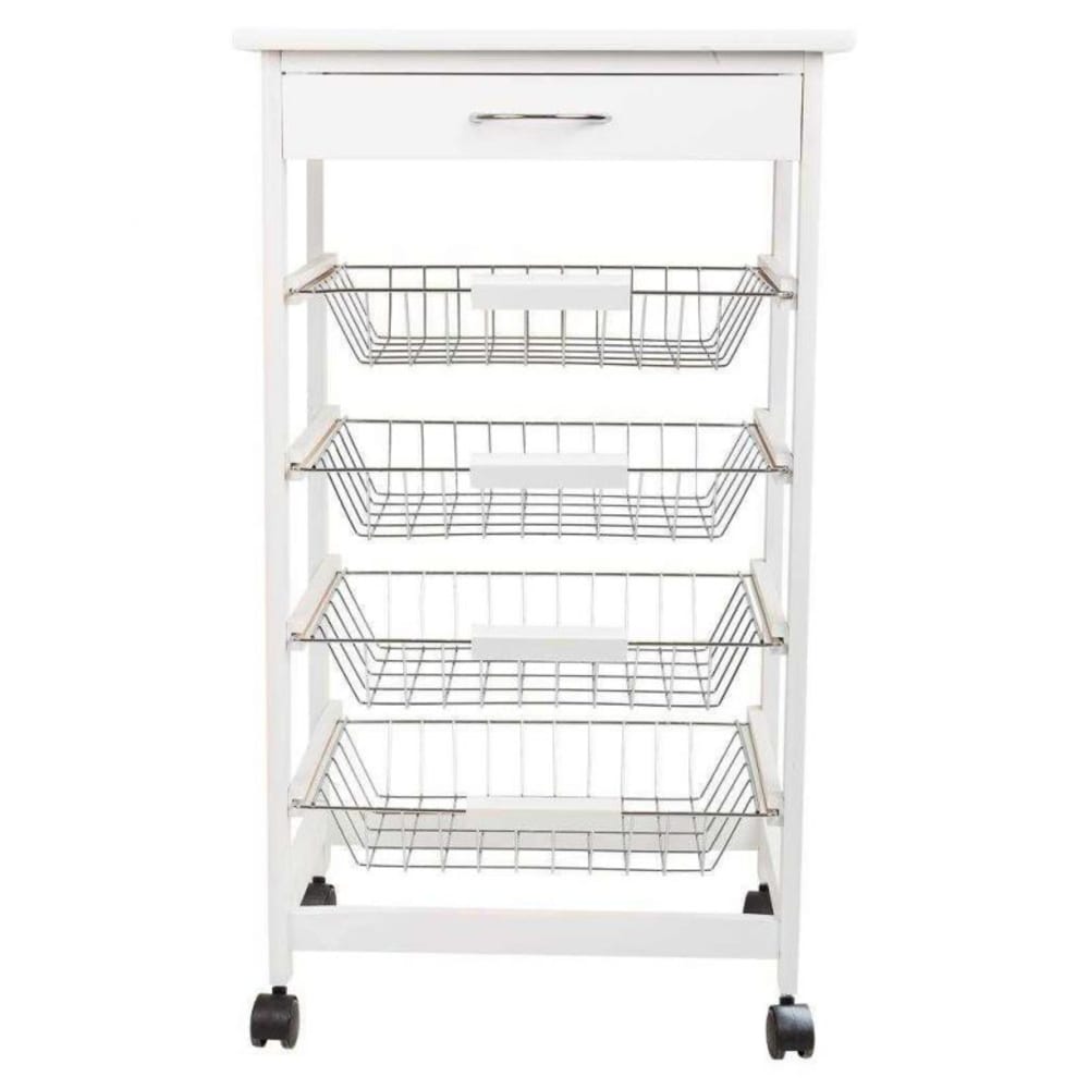 Carro de cocina de madera de pino y dm blanco - Maisons du Monde