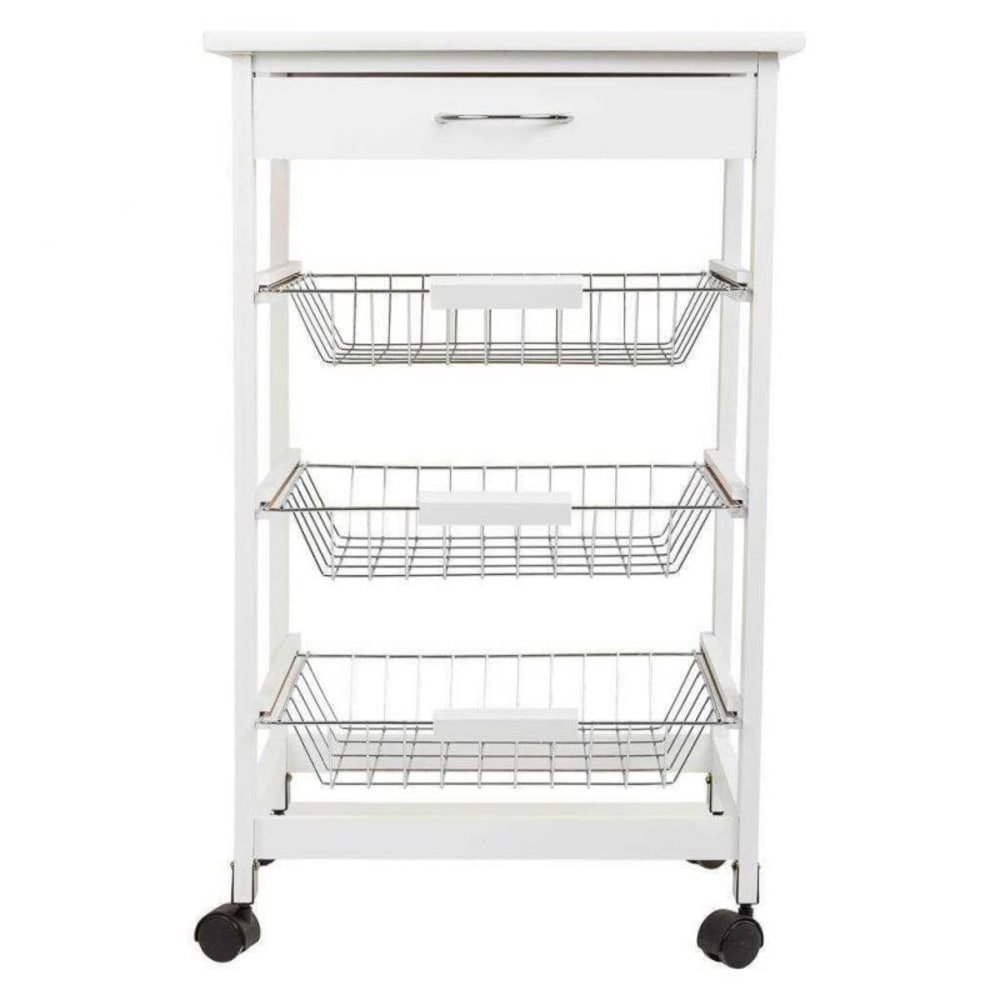 Carro de cocina de madera de pino y dm blanco - Maisons du Monde