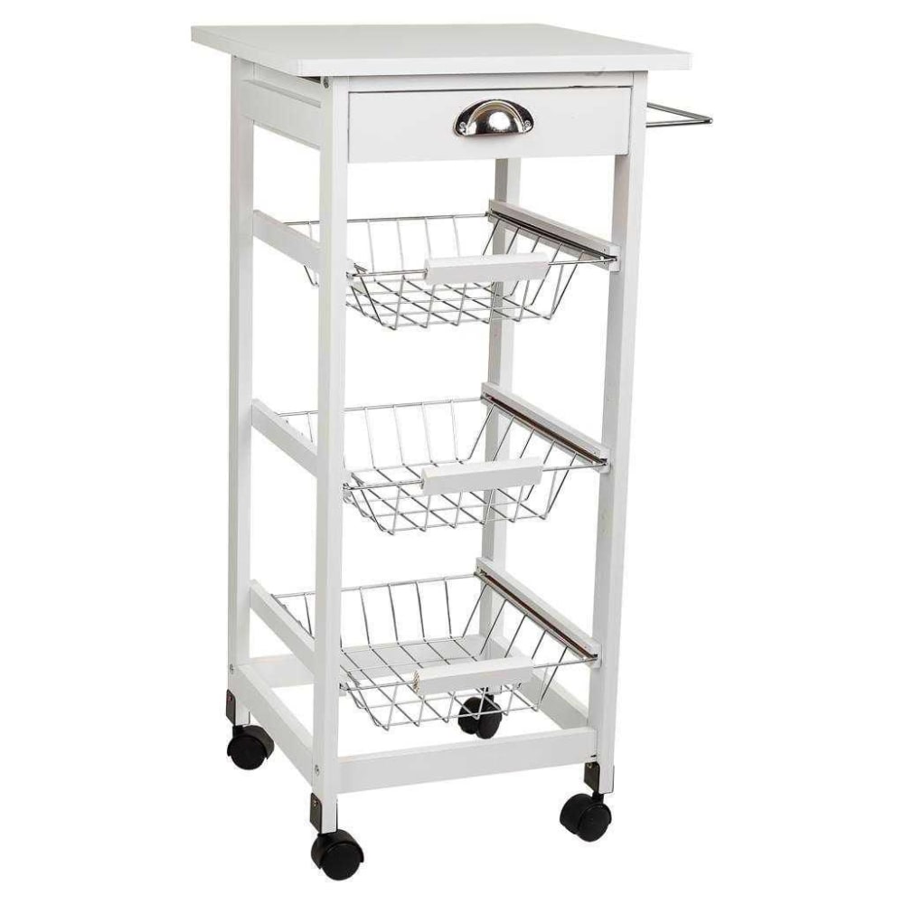 Carro de cocina de madera de pino y dm blanco
